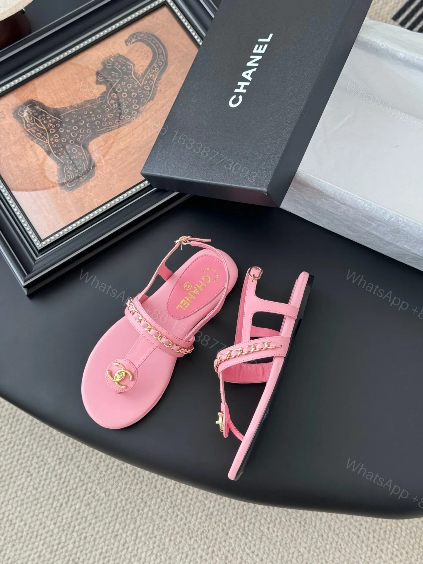 View 3 of Chanel Women Pink Leather Sandals