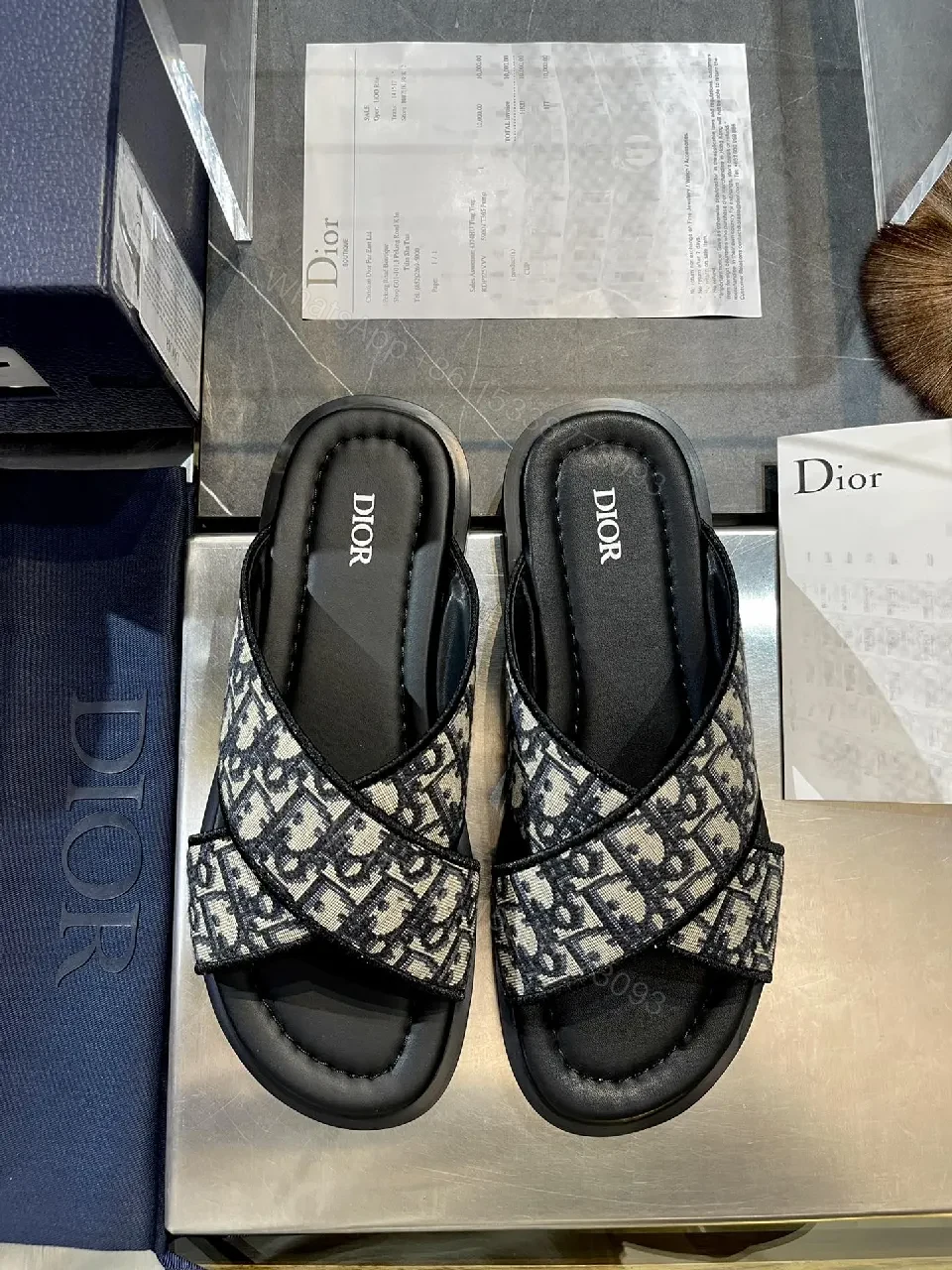 Patterned Luxury Sandals - jacquard, comfort, slide — view 1