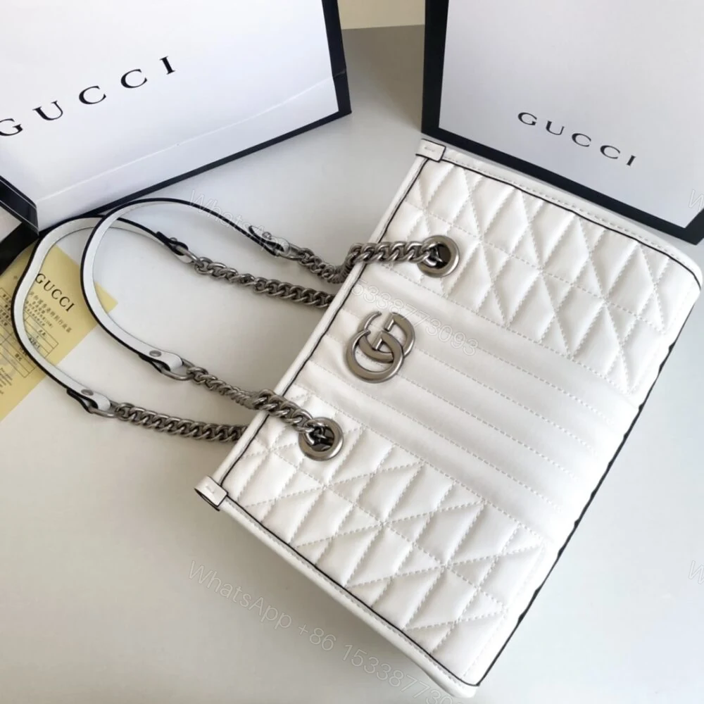 View 2 of Gucci GG Marmont Small Tote Bag White 26Cm 681483 UM8BN 9022