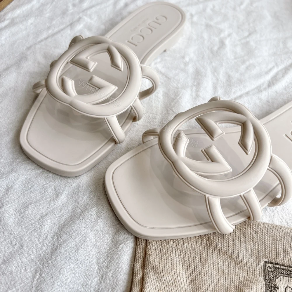 View 3 of GUCCI WOMEN’S INTERLOCKING G SLIDE SANDAL WHITE 780307 J8700 9022