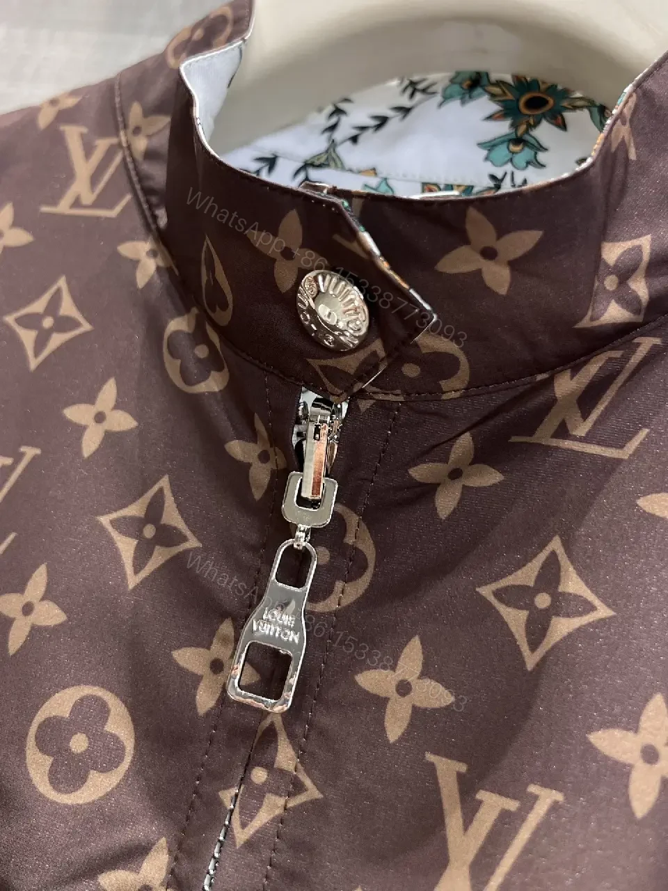 View 3 of Brown Monogram Bomber Jacket - Modern Utility, Signature Flair