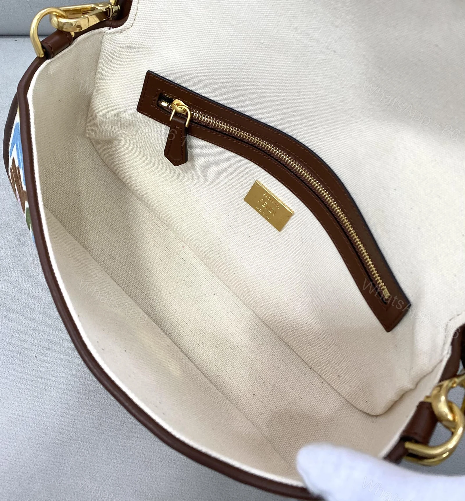View 4 of Fendi FF Vertigo Canvas Baguette Bag 8BR600 Multiple colors