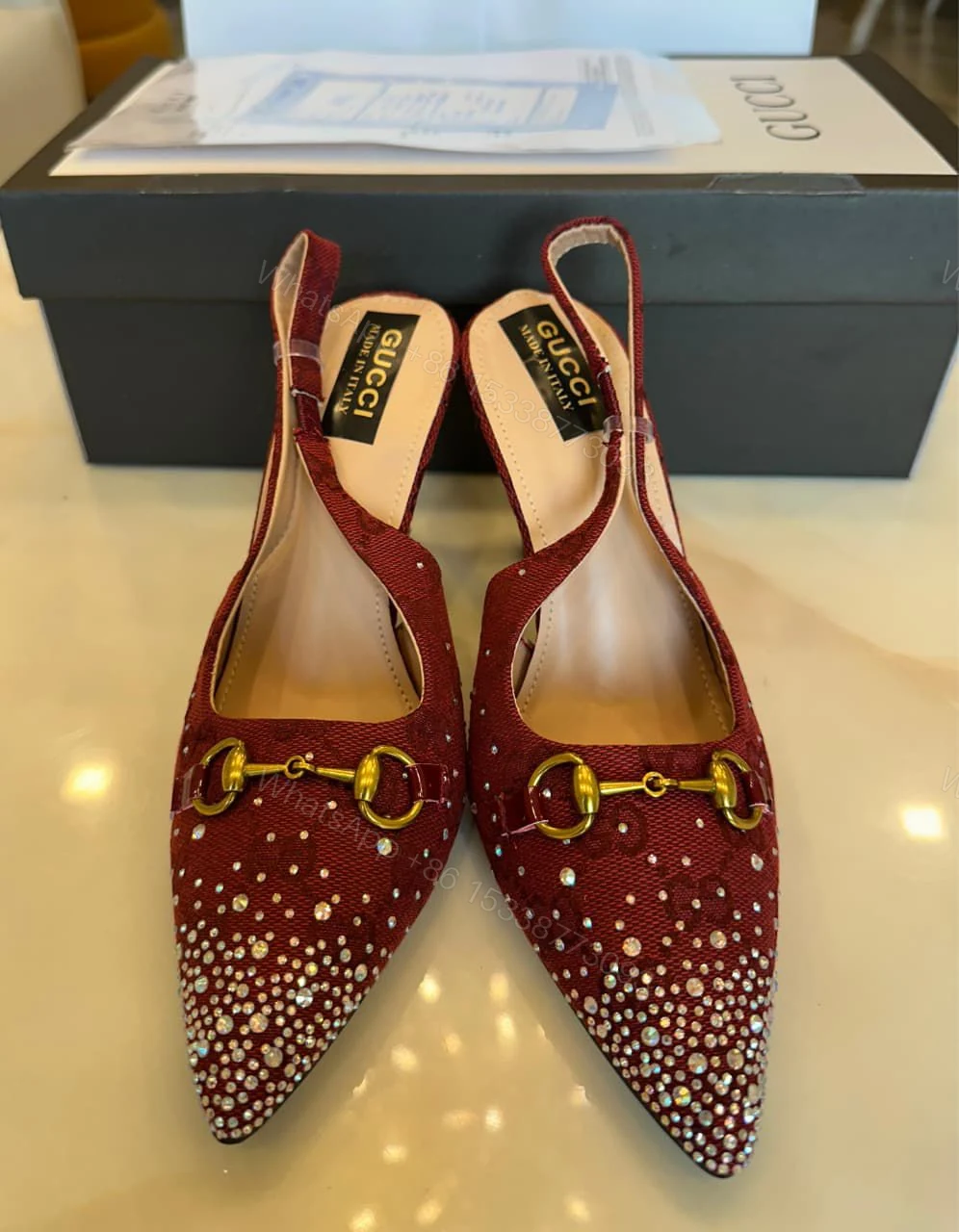 View 4 of FIRST COPY GUCCI LEATHER HEELS