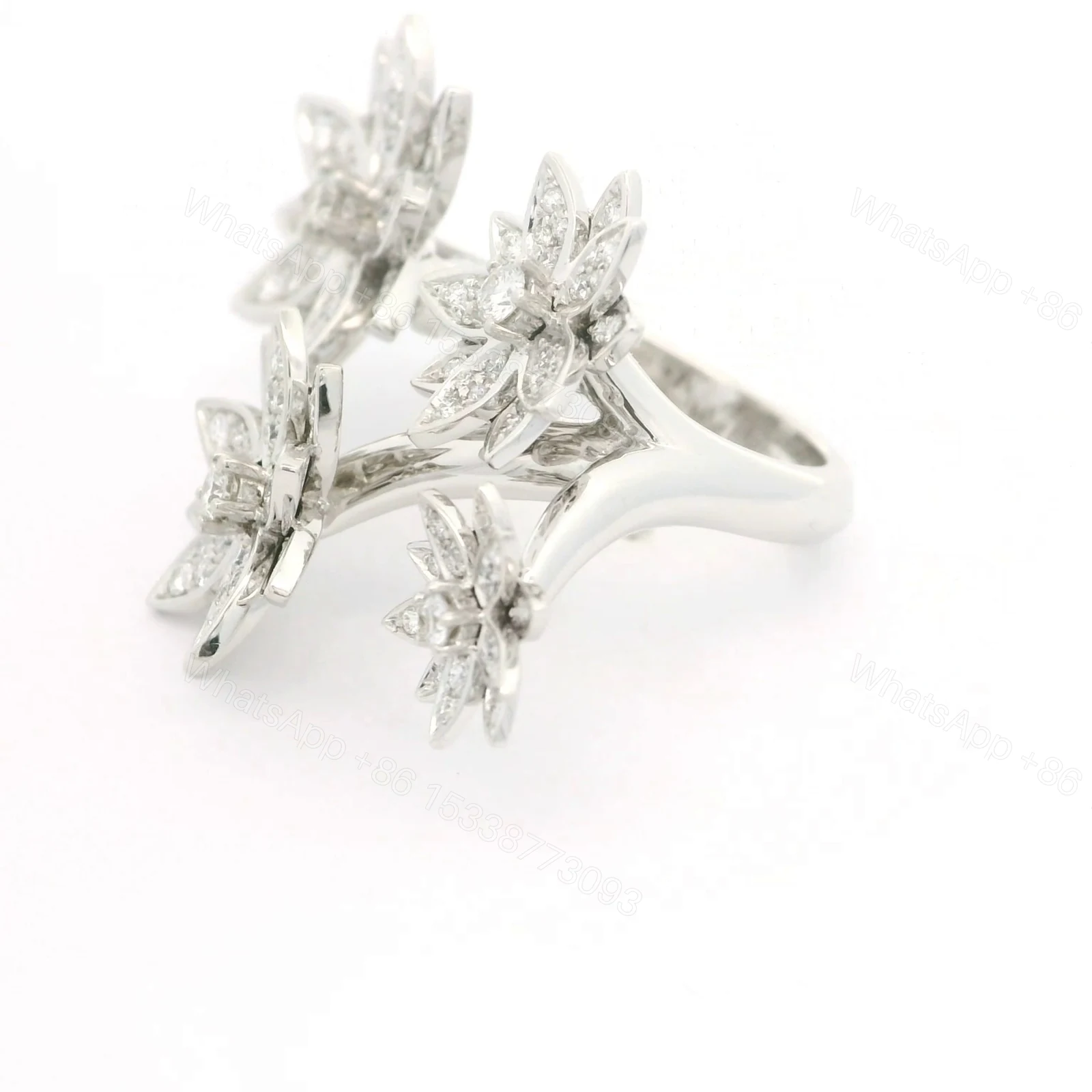 View 5 of 18K Gold VCA 4 Flowers Lotur Diamond Ring