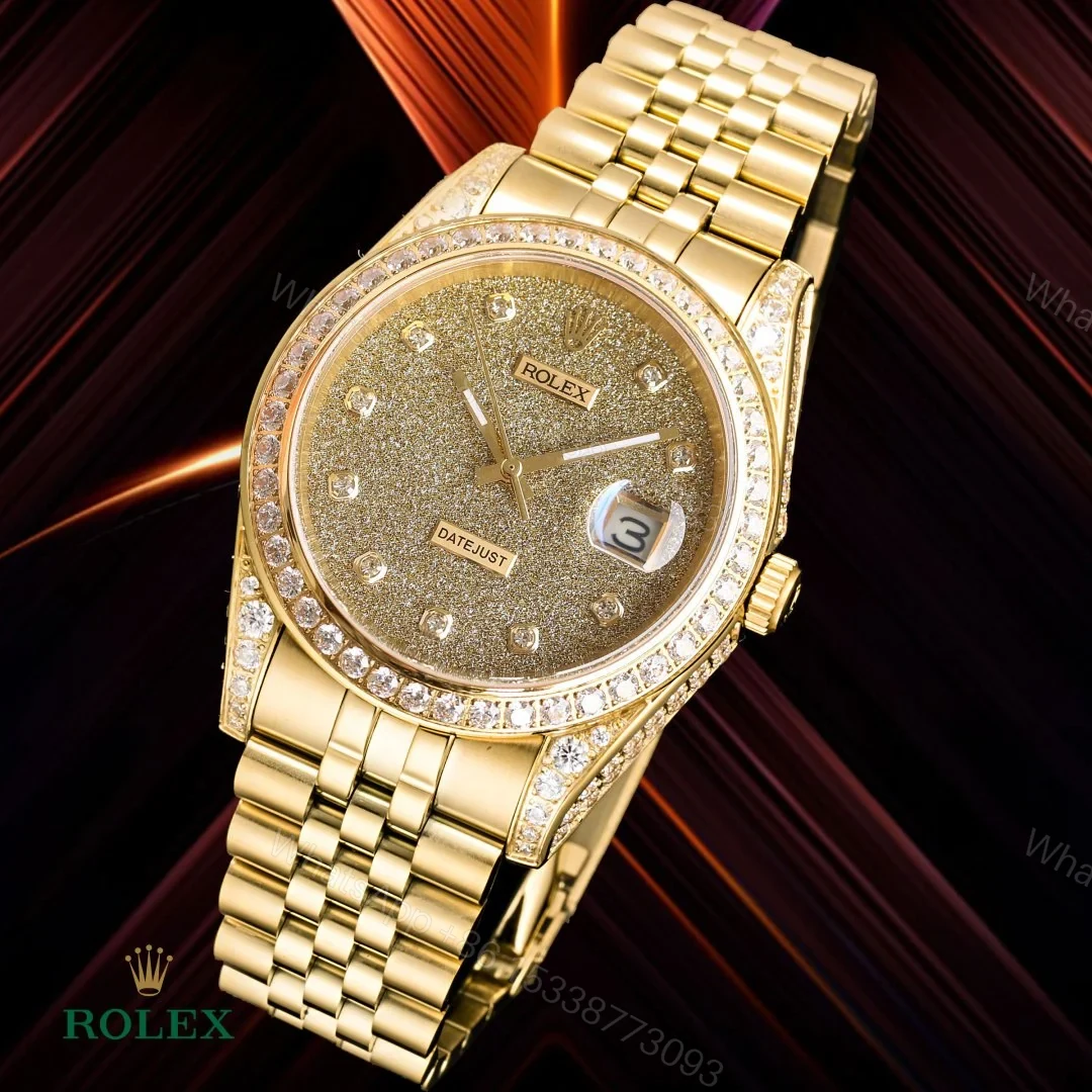 View 2 of Rolex Datejust Gold Diamond Replica 41MM Premium Full Pavé Bracelet RG-ROLEX-DATEJUST-GOLD-DIAMOND-41