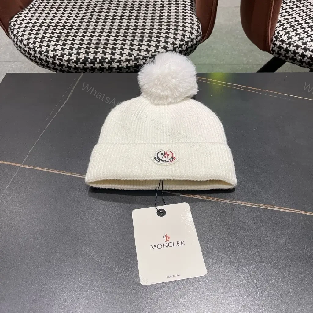 White Knit Beanie with Pom Pom — Lux Warmth, Cozy Style — view 1