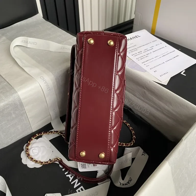 View 8 of Chic Quilted Satchel with Gold Chainâ€”Elegant, All-Day Luxury Bag