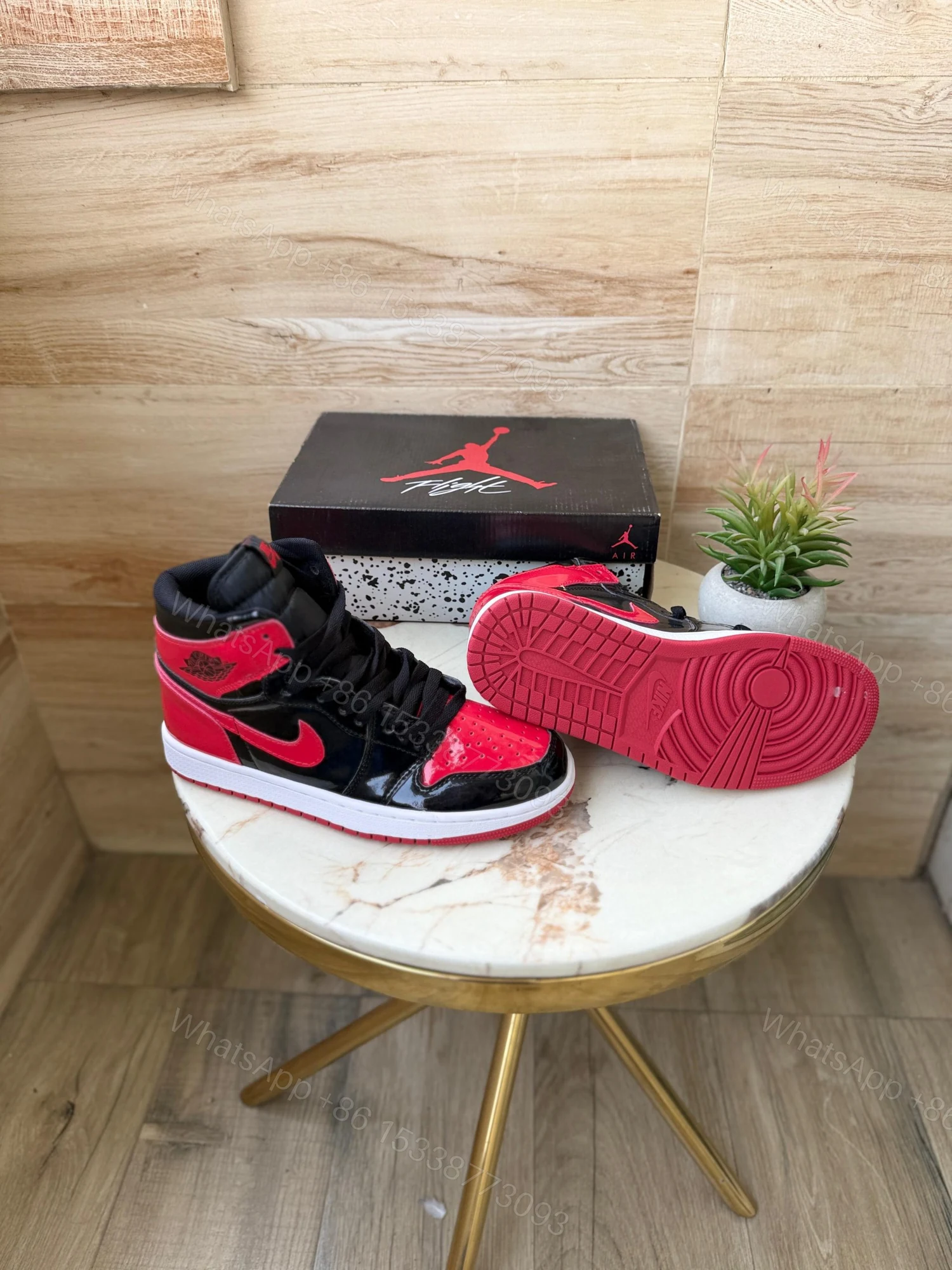 View 5 of FIRST COPY AIR JORDANS RETRO 1 PATENT BRED FOR MEN