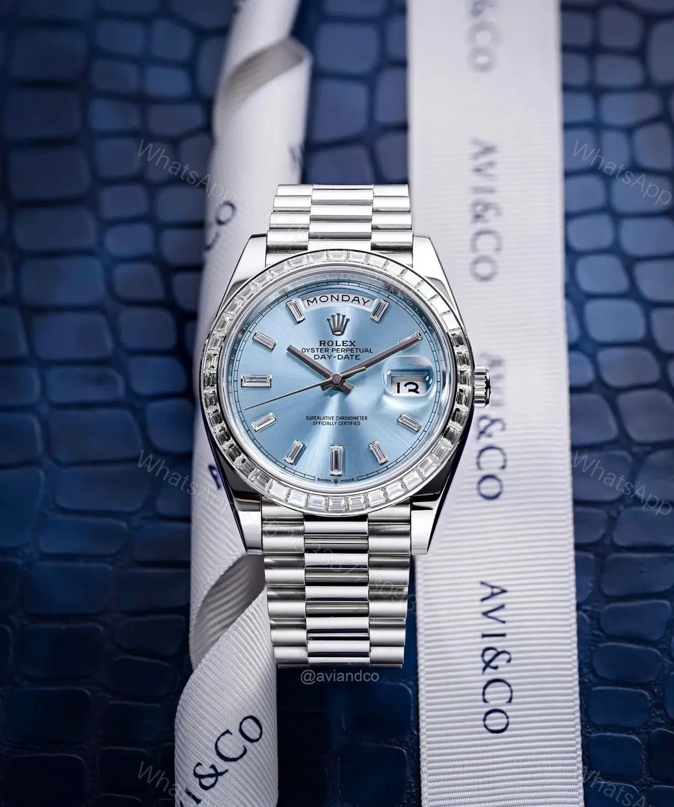 Rolex Day-Date Platinum – Blue Diamond Dial — view 1