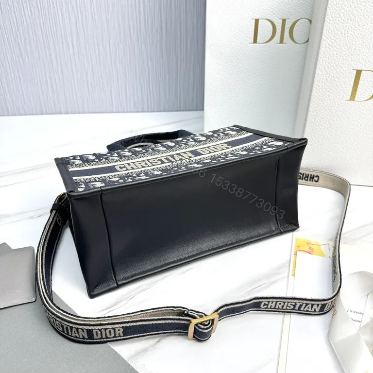 View 7 of Chic Canvas Dior-Style Mini Tote with Bold Stripes