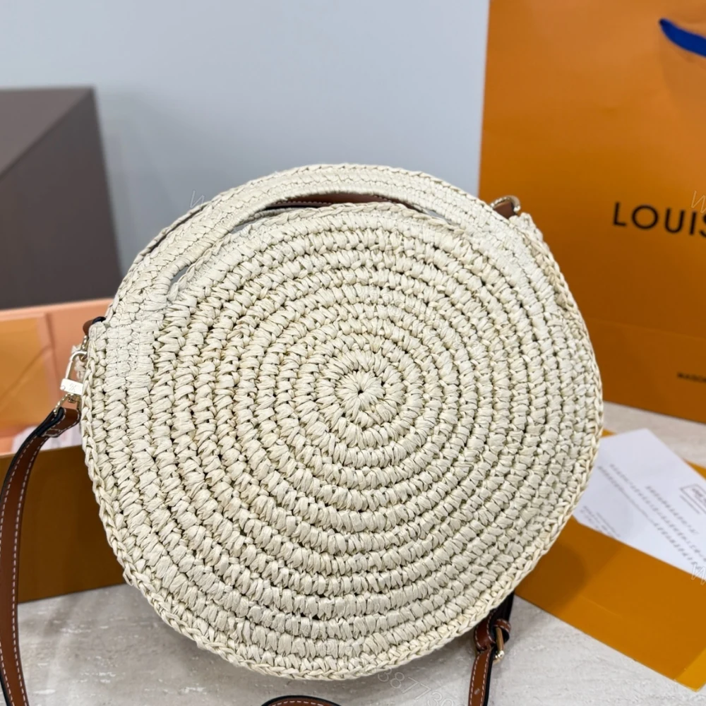 View 4 of Louis Vuitton Around Me Shoulder Bag Raffia White 28Cm M25243