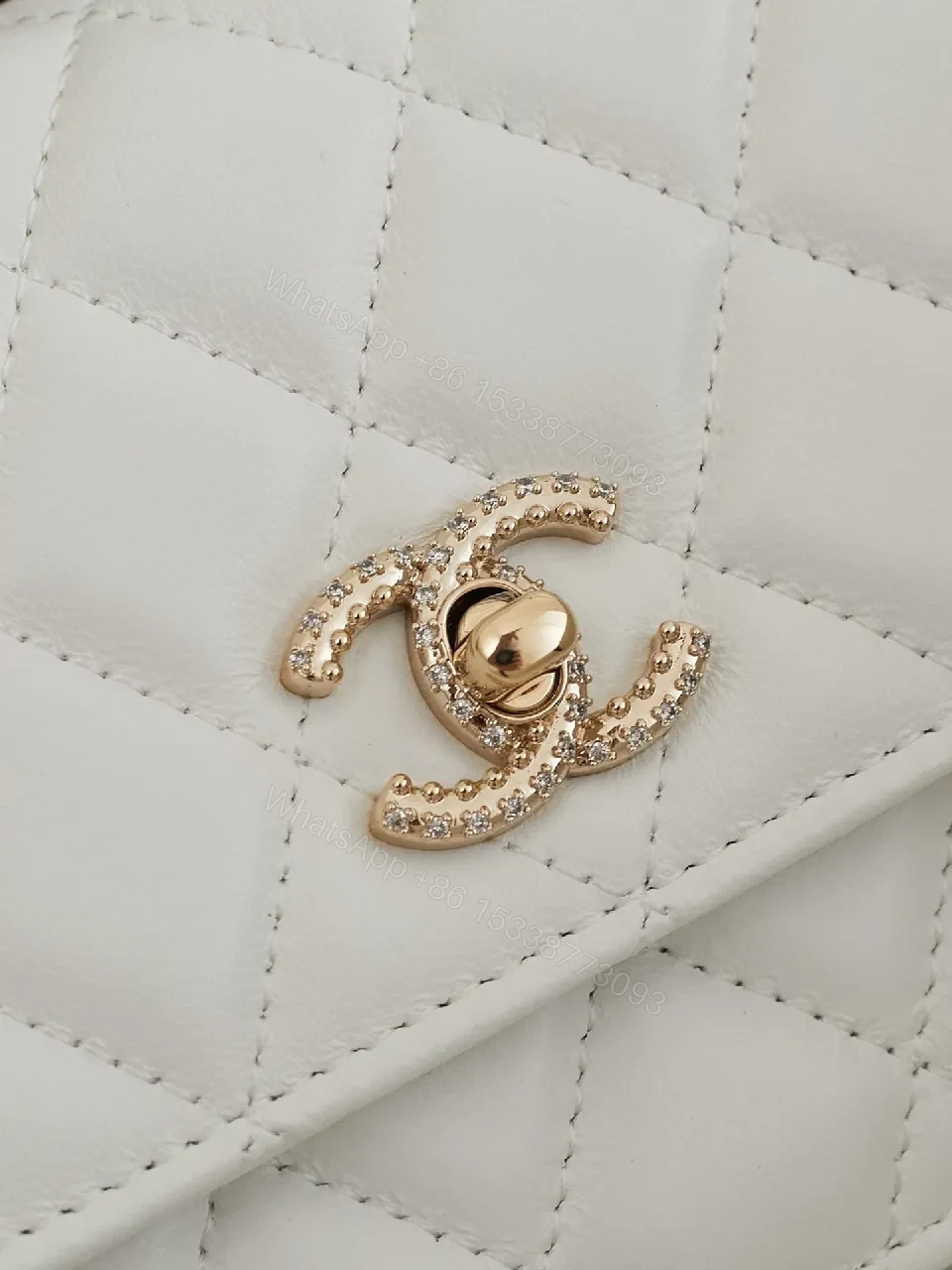 View 9 of Quilted Mini Bag: White, Faux-Leather, Luxe, Chain Detail, Bag