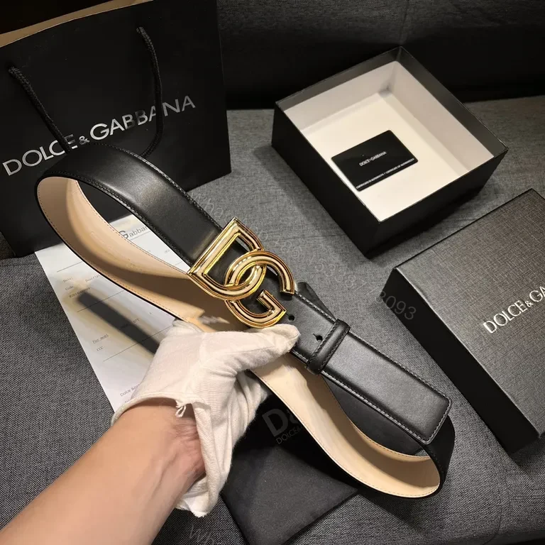 View 9 of Lux Black Leather Belt with DG Gold Buckle