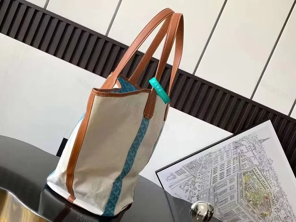 View 2 of Turquoise-Tone Goyard-Inspired Tote: Luxury Everyday Carry
