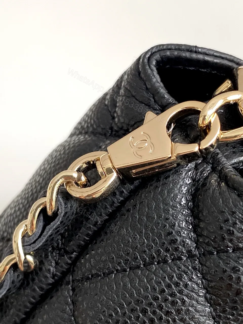 View 7 of Quilted Black PU Bag with Gold Hardware, Crossbody Style