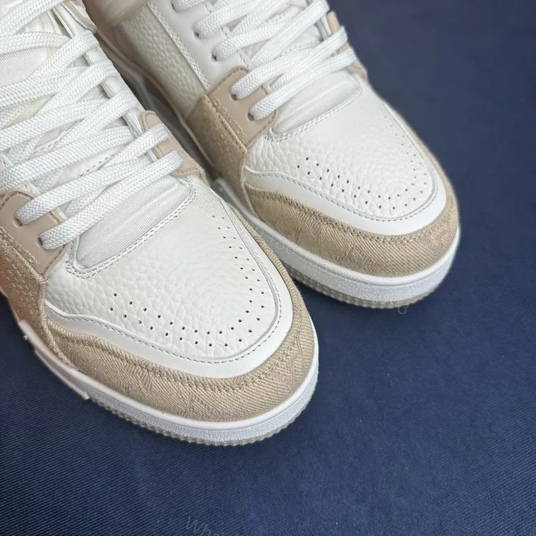 View 9 of White & Beige LV-Inspired Luxury High-Tops: Refined Everyday Sneaker