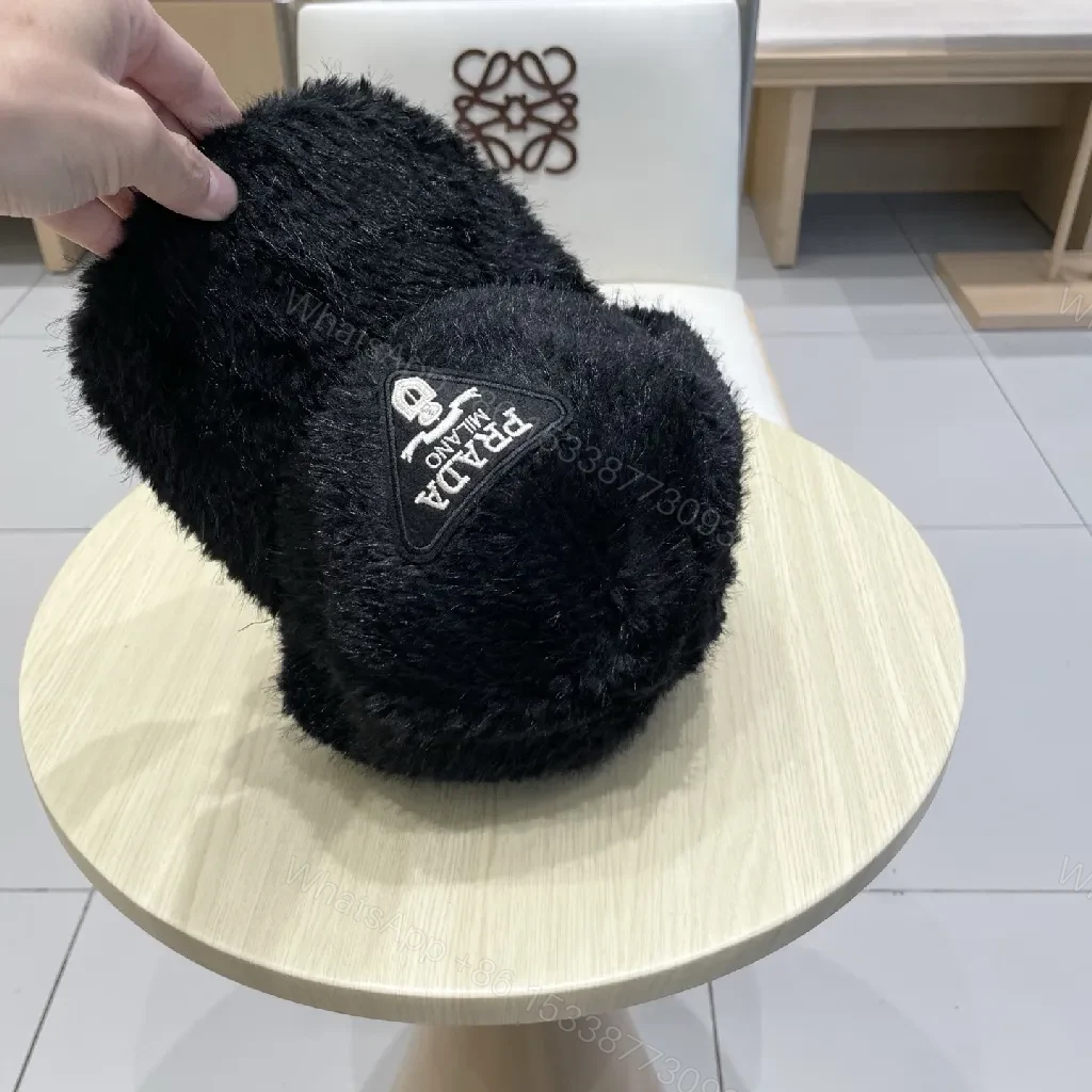 View 5 of Black Faux-Fur Visor Cap | Luxe, Structured Style, Warmth