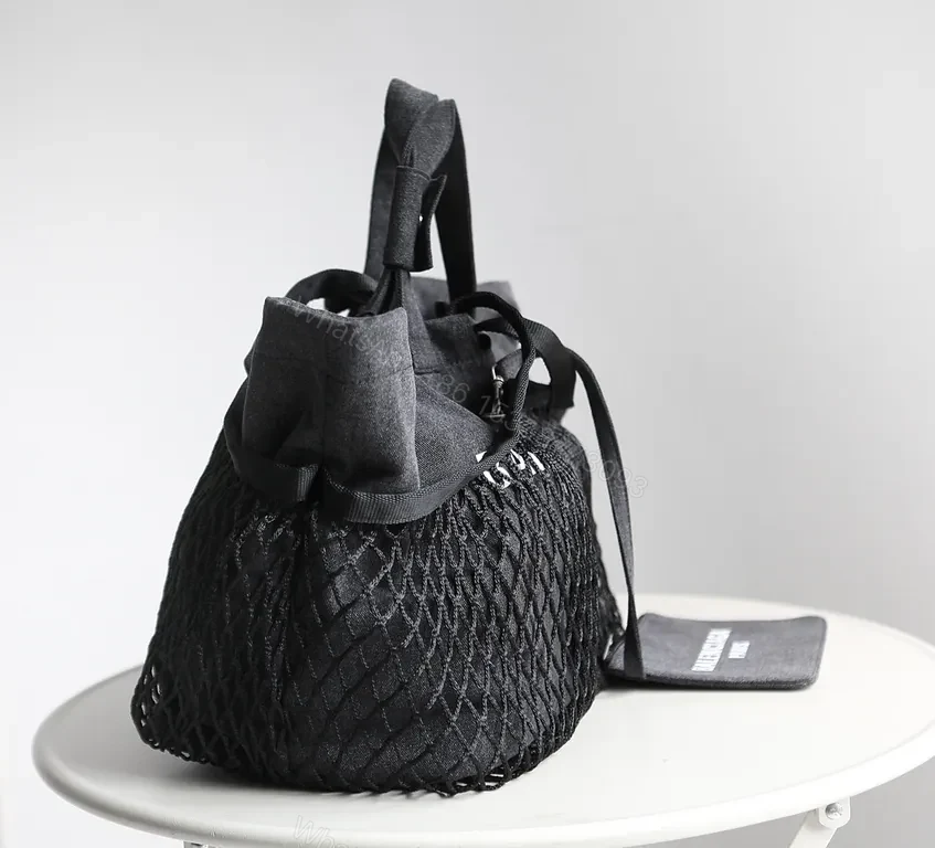 View 4 of Netted Carryall: Balenciaga-Inspired Everyday Tote with Pouch