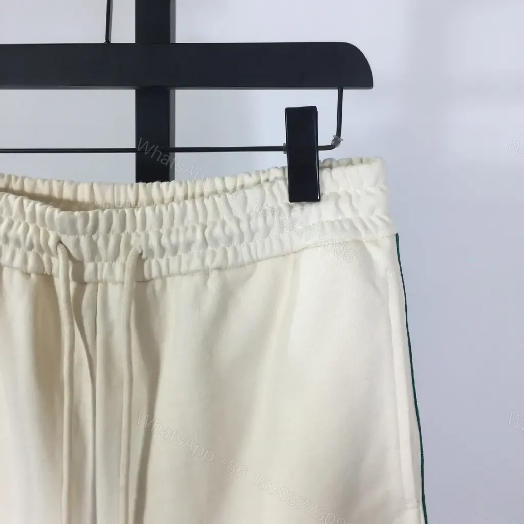 View 6 of Cream Cotton Shorts Elastic Waist Casual Drawstring Shorts