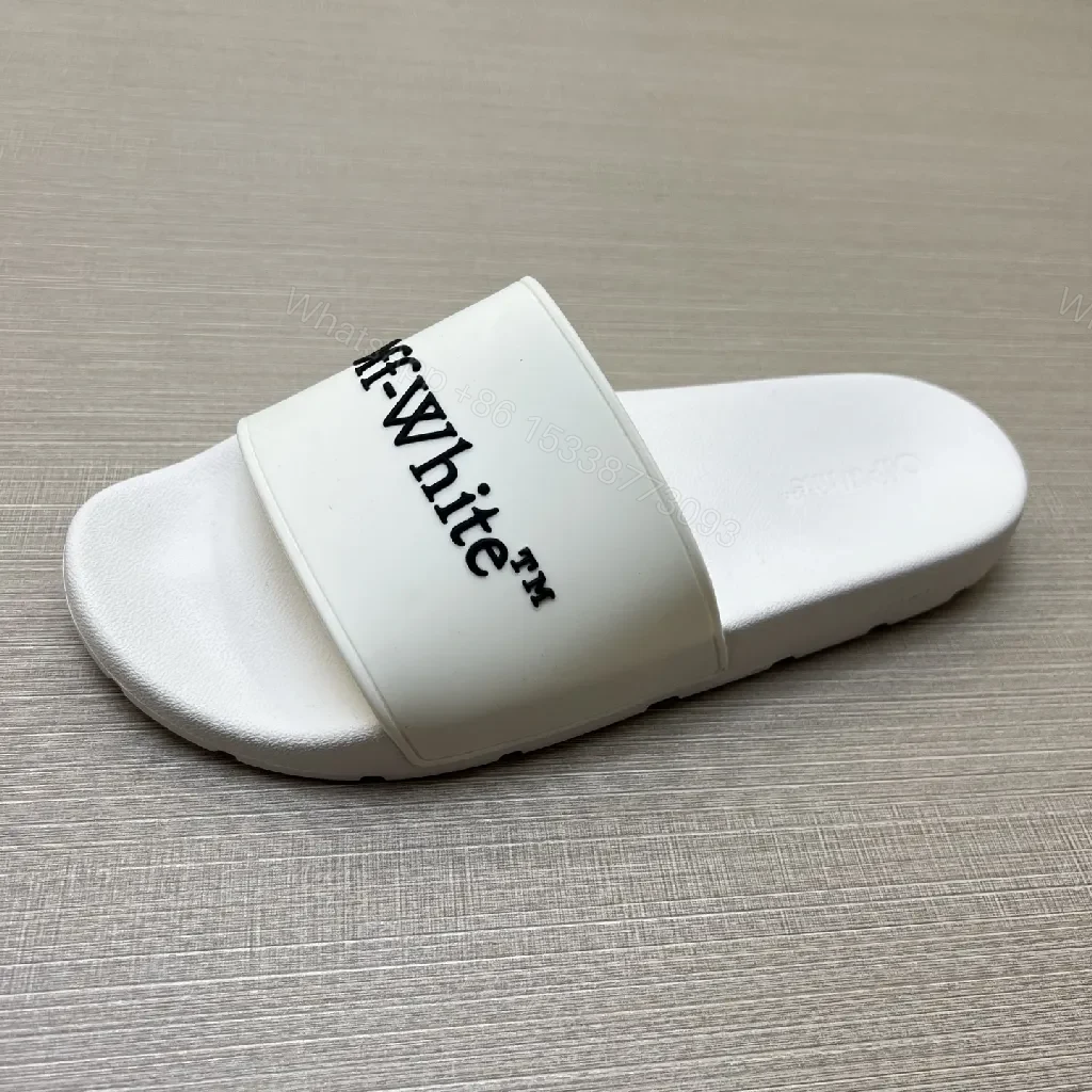 View 5 of Textured White Slip-Ons: Bold Strap Designer-Influenced Slides