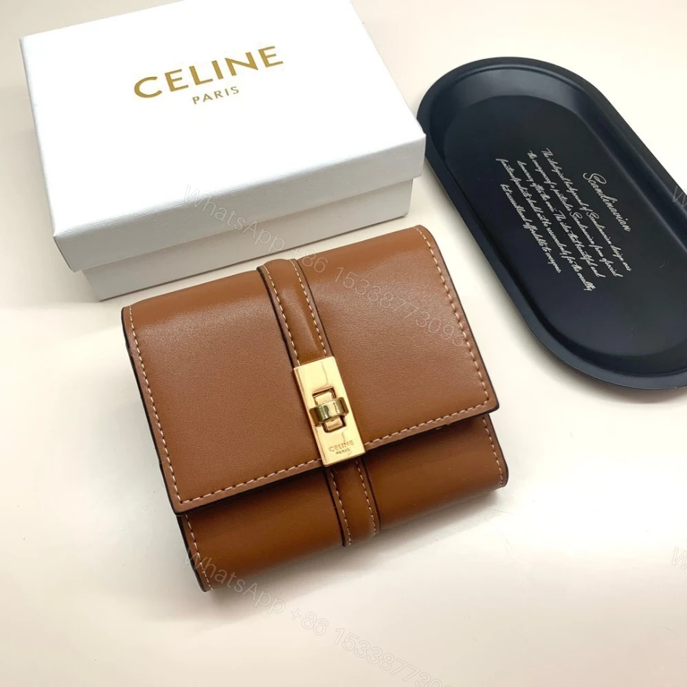 View 2 of CELINE SMALL TRIFOLD WALLET 16 IN SATINATED TAN 11CM 10F523CQ7 04LU
