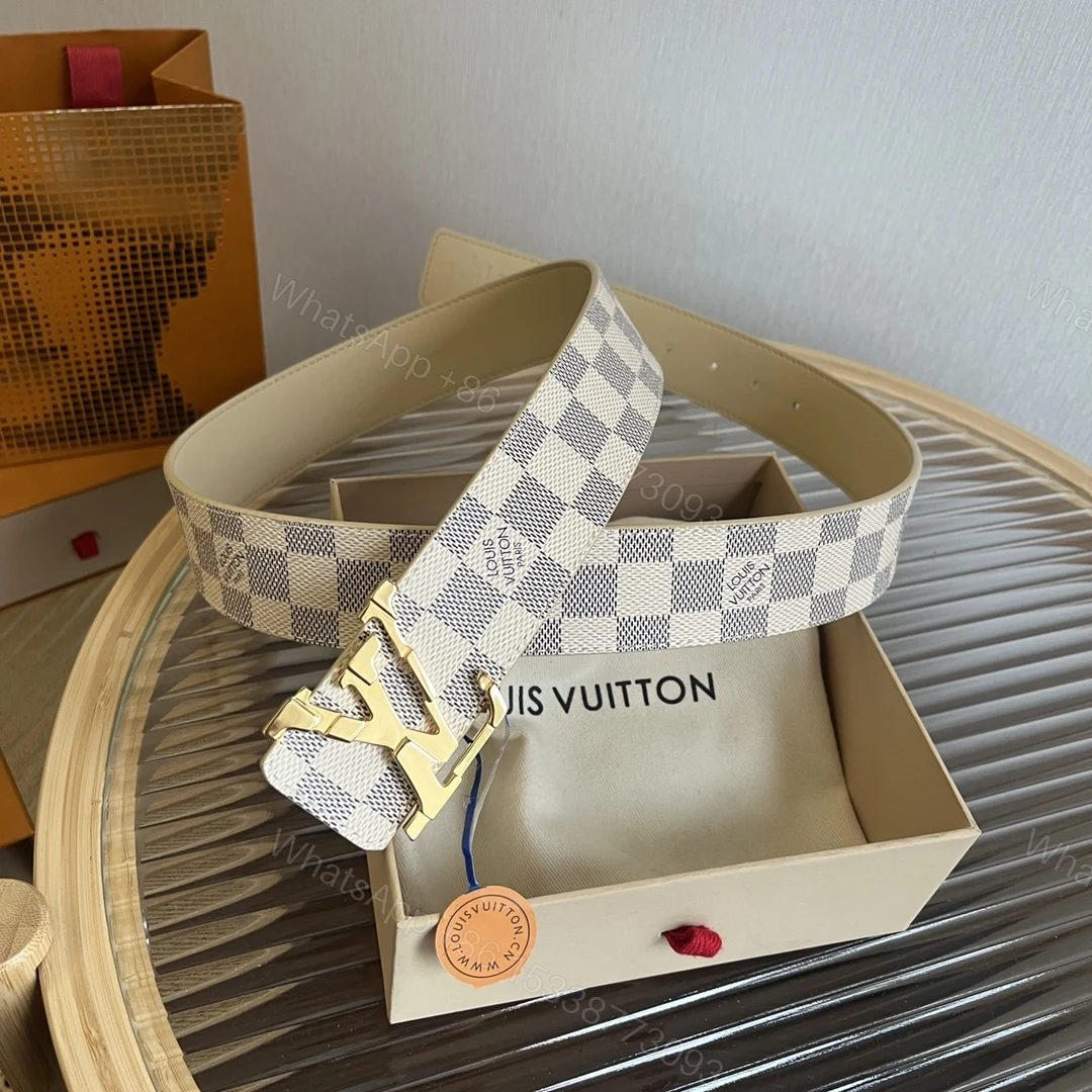 LV 原單 Damier Azur格紋金扣男士腰帶 經典百搭款 — view 1