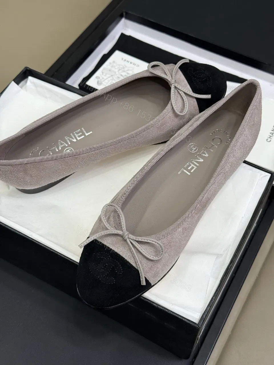 View 2 of Taupe Suede Cap-Toe Ballet Flats — Slim, All-Day Comfort