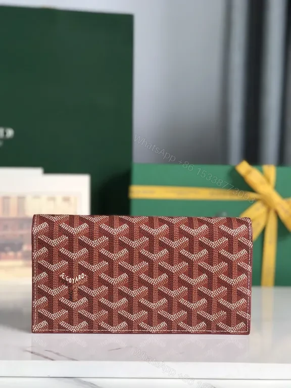 Burgundy Goyard-Style Wallet: Luxe Compact Organizer — view 1