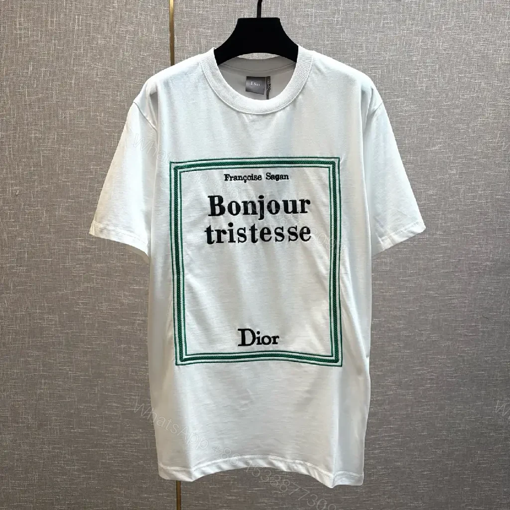 View 8 of White Cotton T-Shirt, Classic, Bonjour Tristesse Logo, Dior