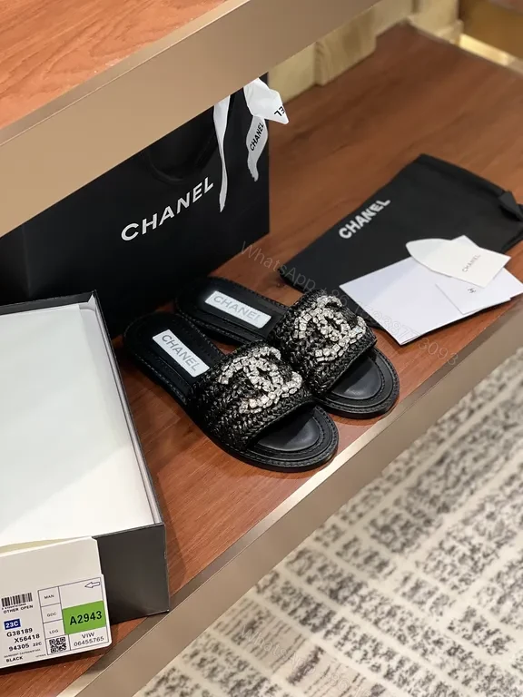 View 8 of Chanel-Inspired Embellished Slide Sandals: Luxe Comfort