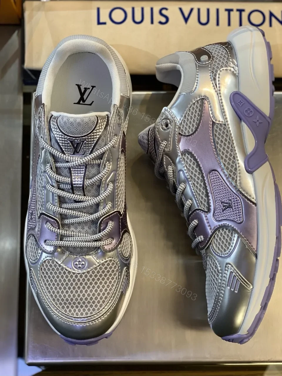 View 7 of Metallic Silver Mesh Runner with Luxe Detailing Sneaker
