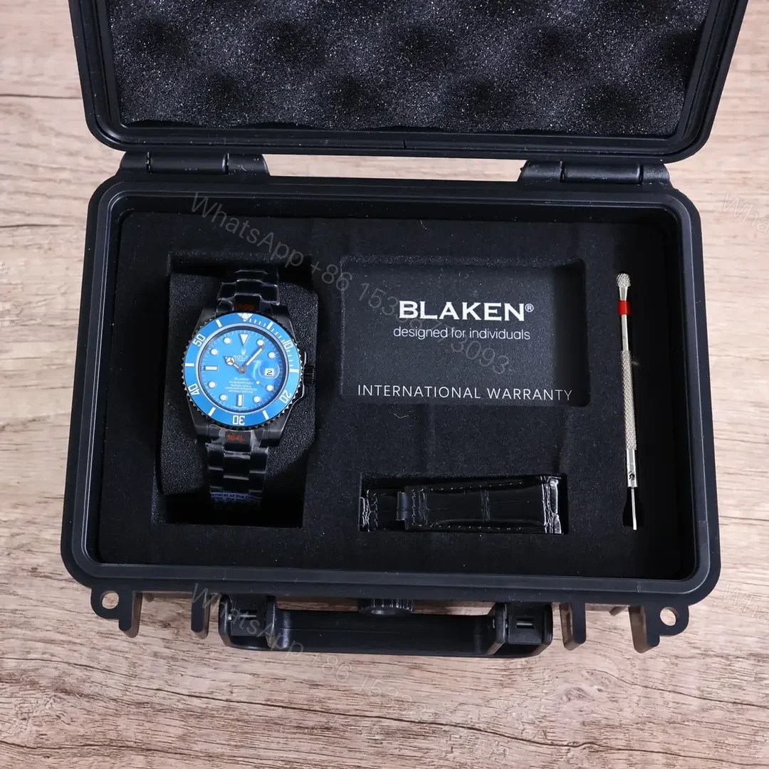 View 4 of Best Rolex Blaken Blue Submariner replica 40MM Black Oyster Bracelet Edition RG-BLAKEN-BLUE-SUBMARINER-BLACK-OYSTER-40