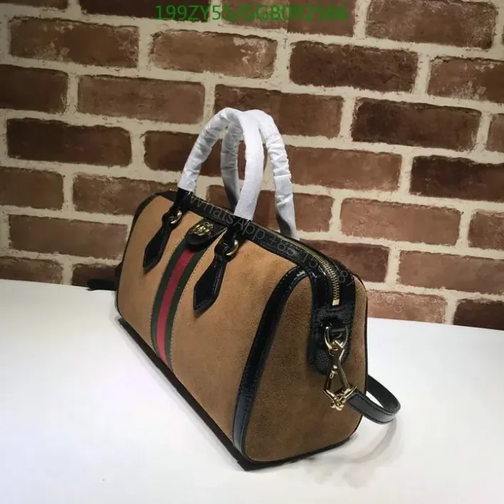 View 10 of Replica Gucci Suede Ophidia Boston Black Duffle Bag GGB092566 With Top Handle 1:1
