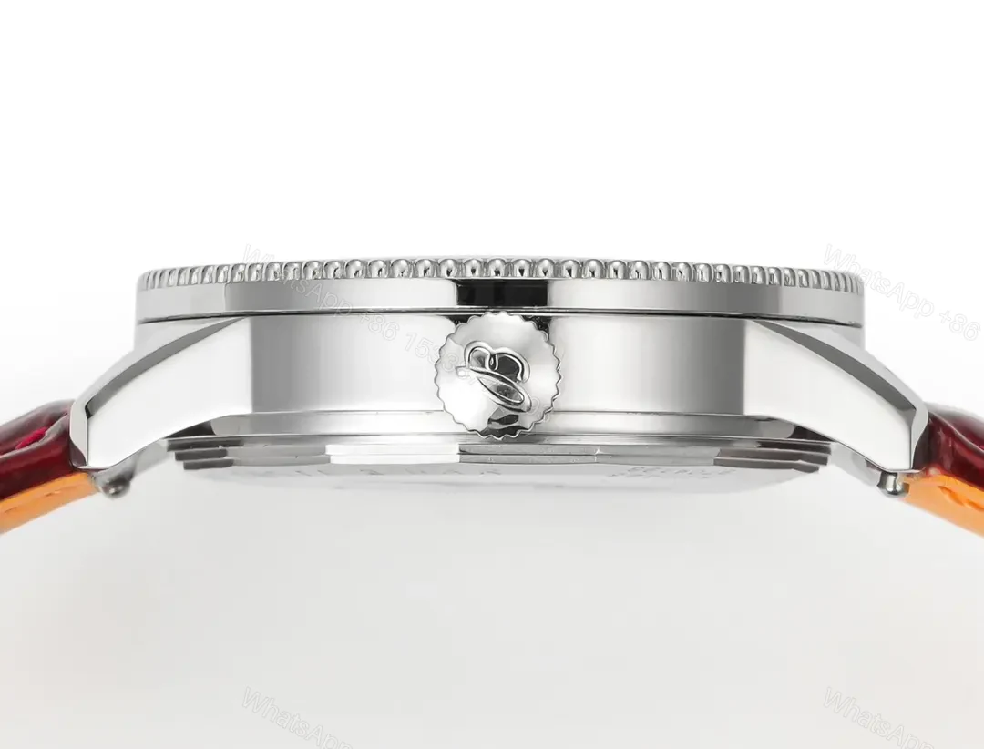 View 6 of GF Factory Breitling Women’s Navitimer Automatic Watch – Silver Dial with Red Leather Strap