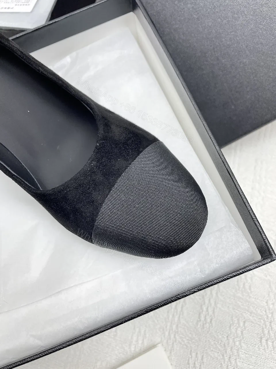 View 8 of Black Velvet Pumps + Velvet + Classic + Bead-embellished Heel + Pump