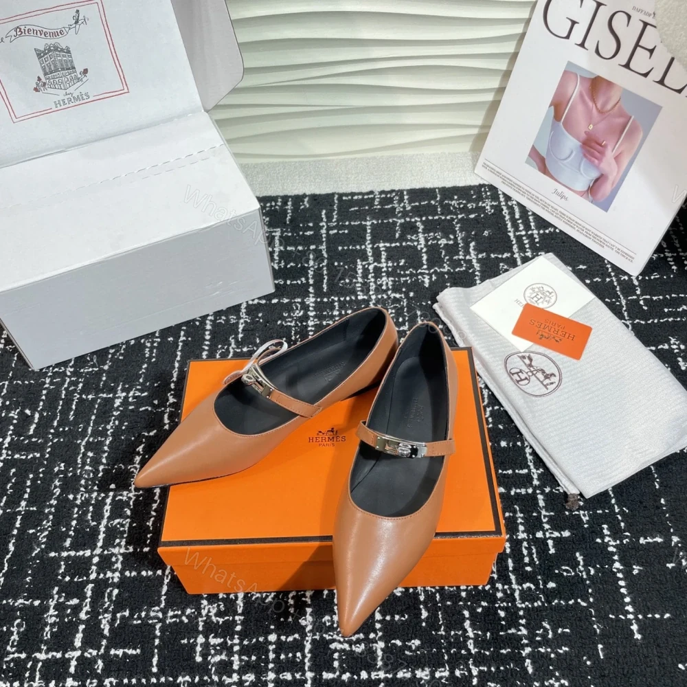 View 4 of 高仿Hermes*Kelly系列H251002Z04小牛皮休閒單鞋棕色免檢版