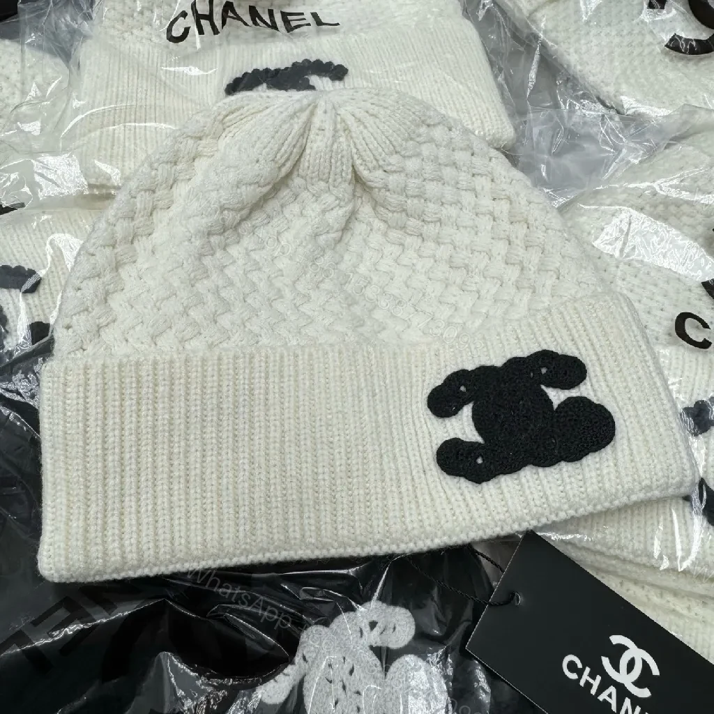 View 4 of Cozy Knit Beanie - Premium Logo Embroidery, Black/Off-White, Urban Luxe