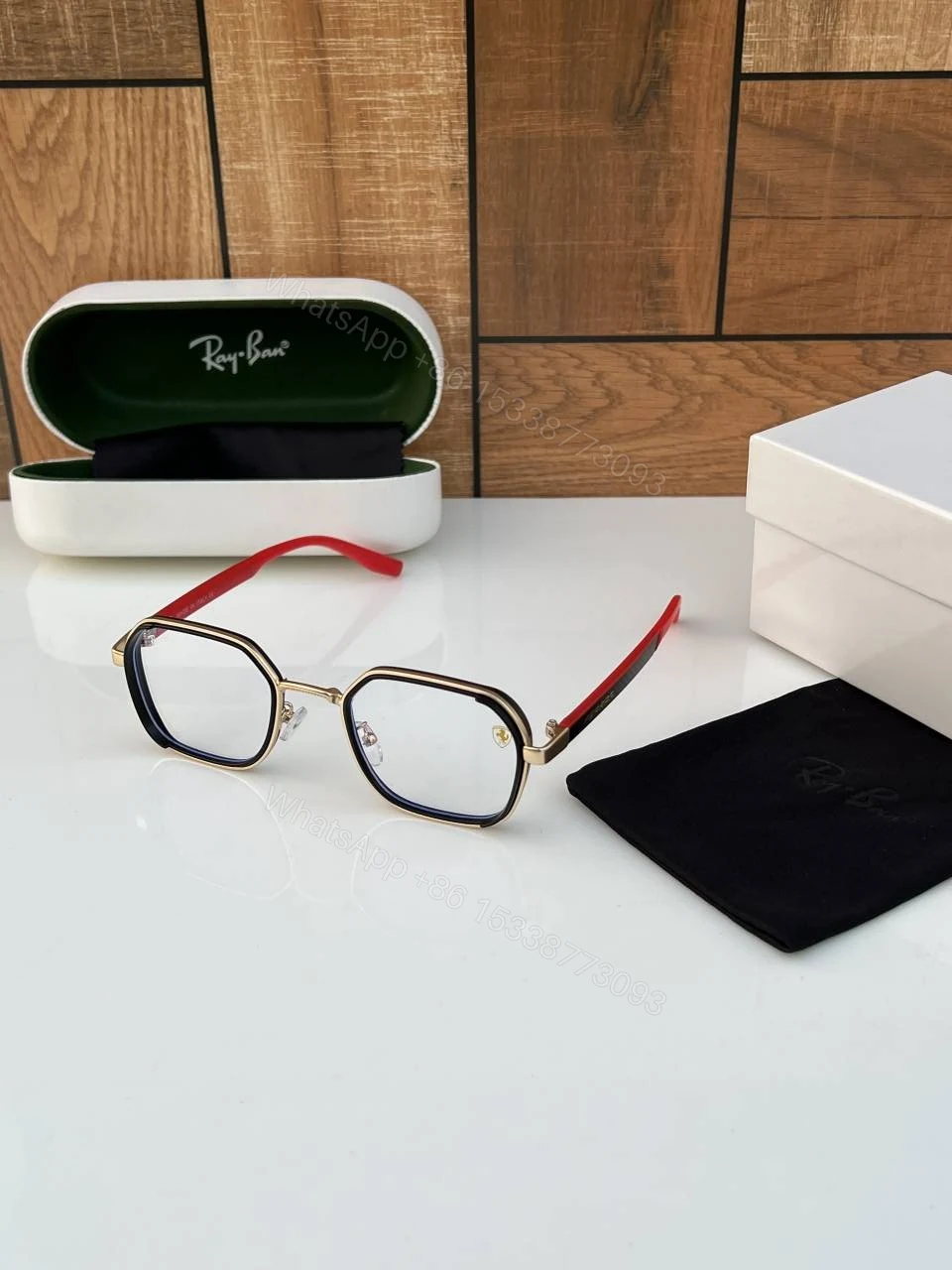 First Copy RayBan 8810 Gold Plano Sunglasses — view 1