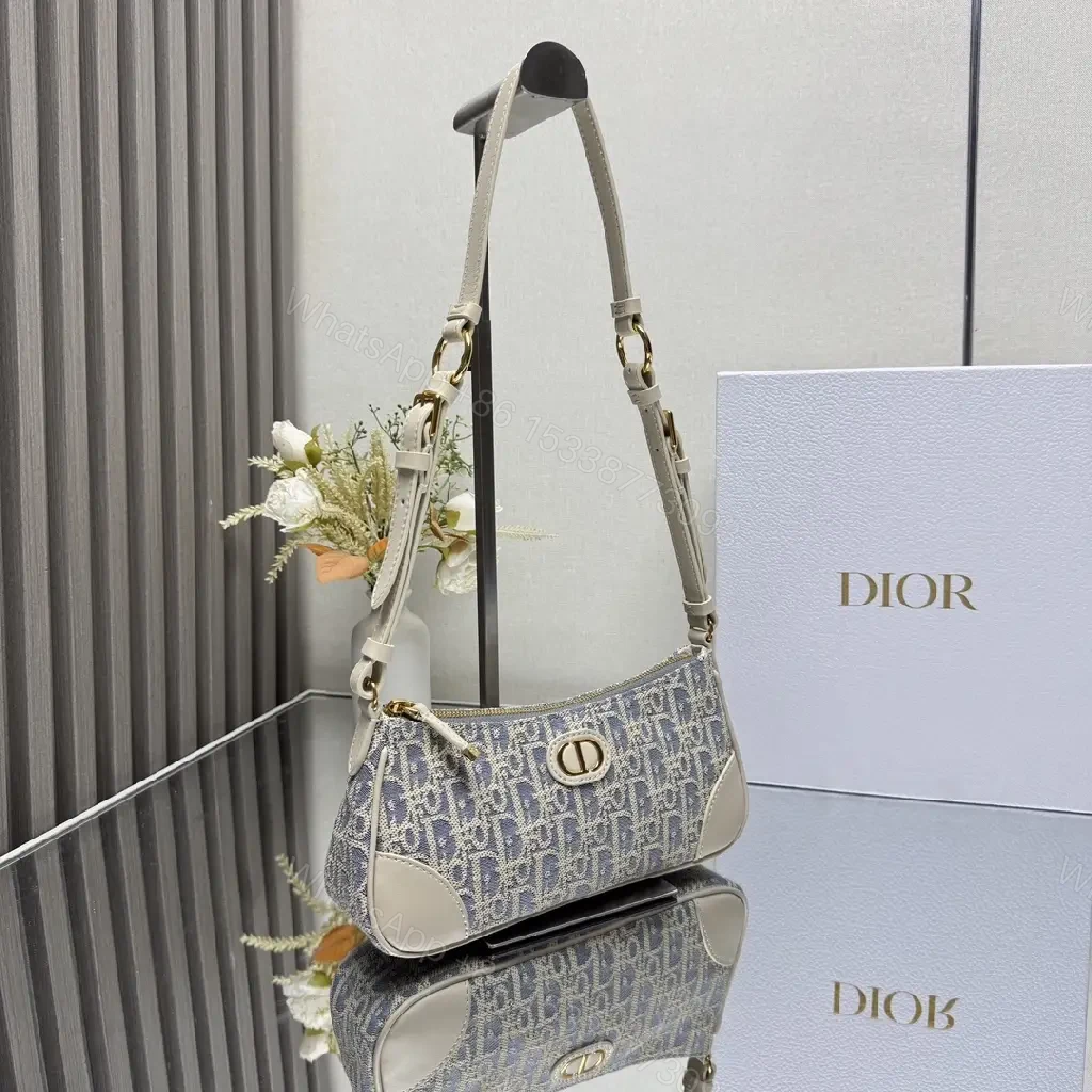 View 7 of Neutral Monogram Shoulder Bag: Leather-Trim, Everyday Luxury