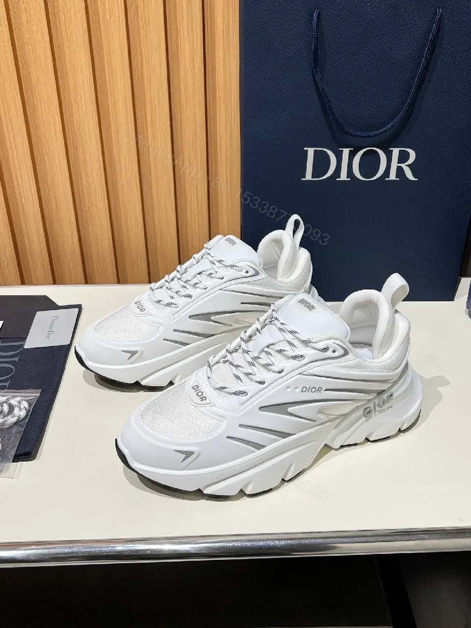 View 3 of White Chunky-Sole Sneakers with Graphical Straps, Premium Craft, High-Top Style