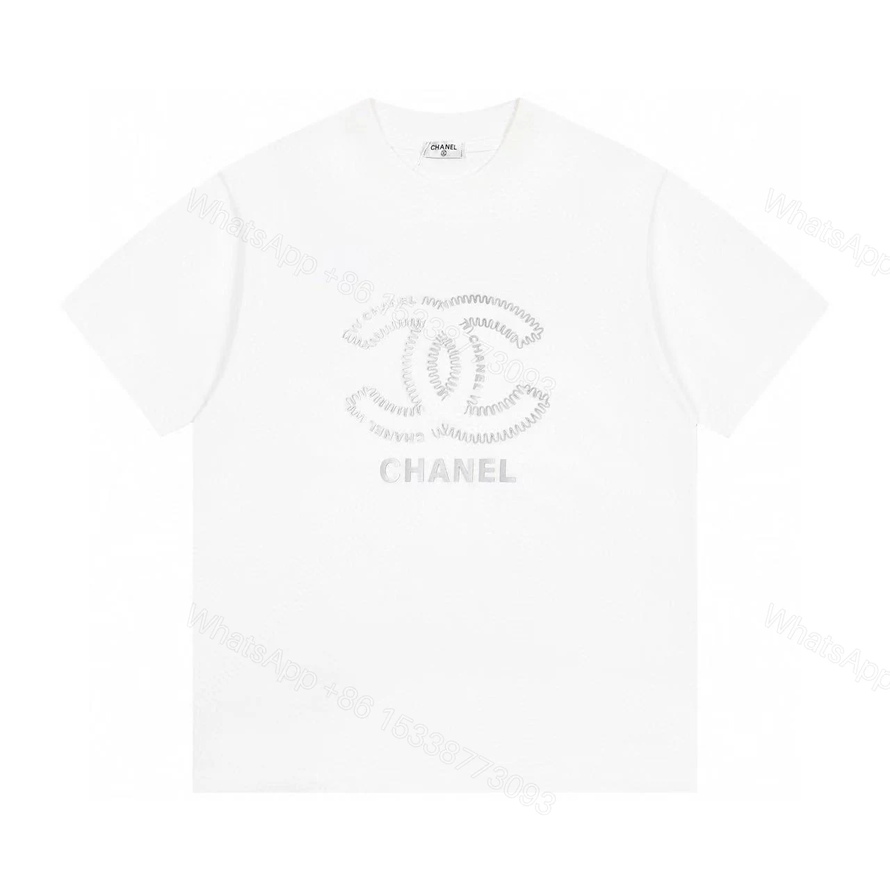 Chanel 高仿白色短袖T恤 雙C刺繡設計 百搭簡約風格 — view 1