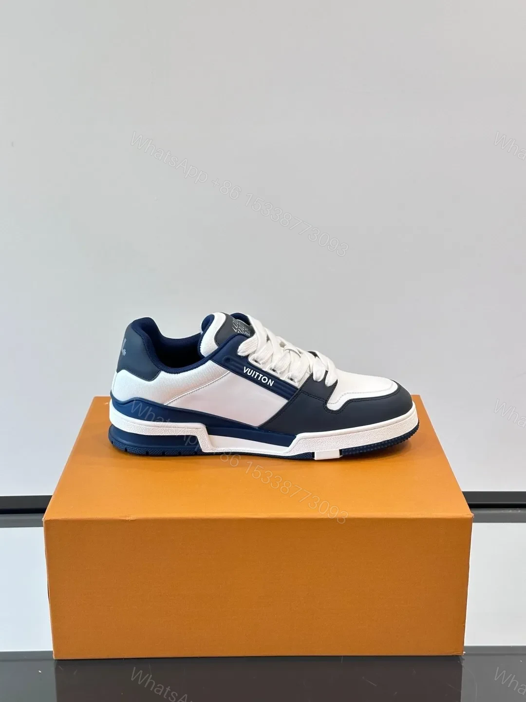 View 6 of LV Men White And Navy Leather Sneakers