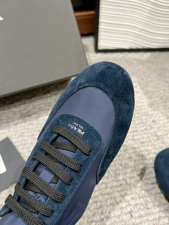 View 5 of Prada Milano Navy Suede High-Top Sneakers: Luxe Comfort
