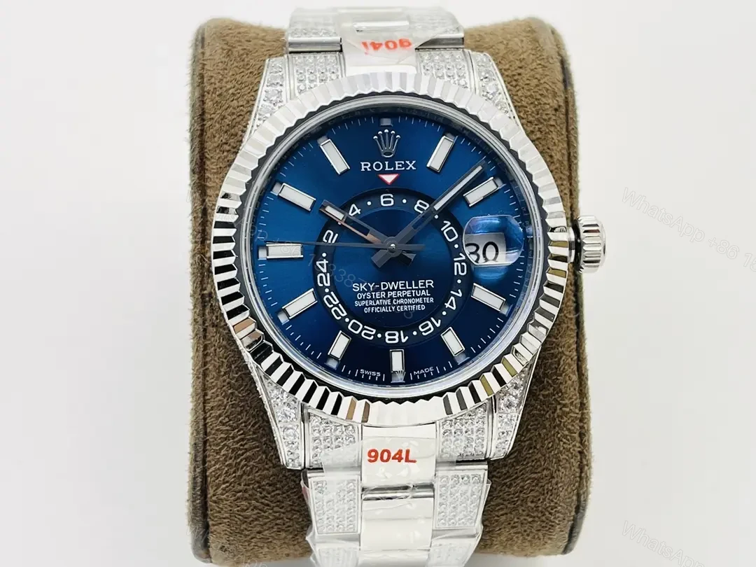Rolex Sky-Dweller 326934 Blue Diamond Paved Oyster Bracelet 42mm RLX-SD-BDP-OYS42-X — view 1