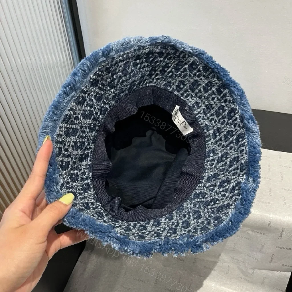 View 9 of Denim Textured Bucket Hat with Branding Band, Stylish, Unisex