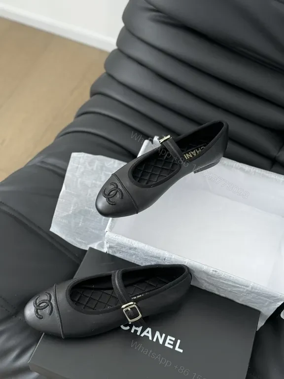 View 8 of Chanel-Inspired Black Leather Mary Janes: Luxe Comfort Flats