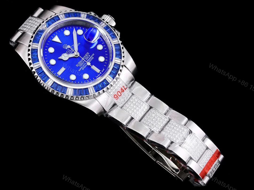 View 3 of Rolex Full Iced Diamond Dial Three-Link Bracelet Gold Luxury Watch 42mm Ultimate Edition RG-ROLEX-FULL-ICED-GOLD-DIA-42