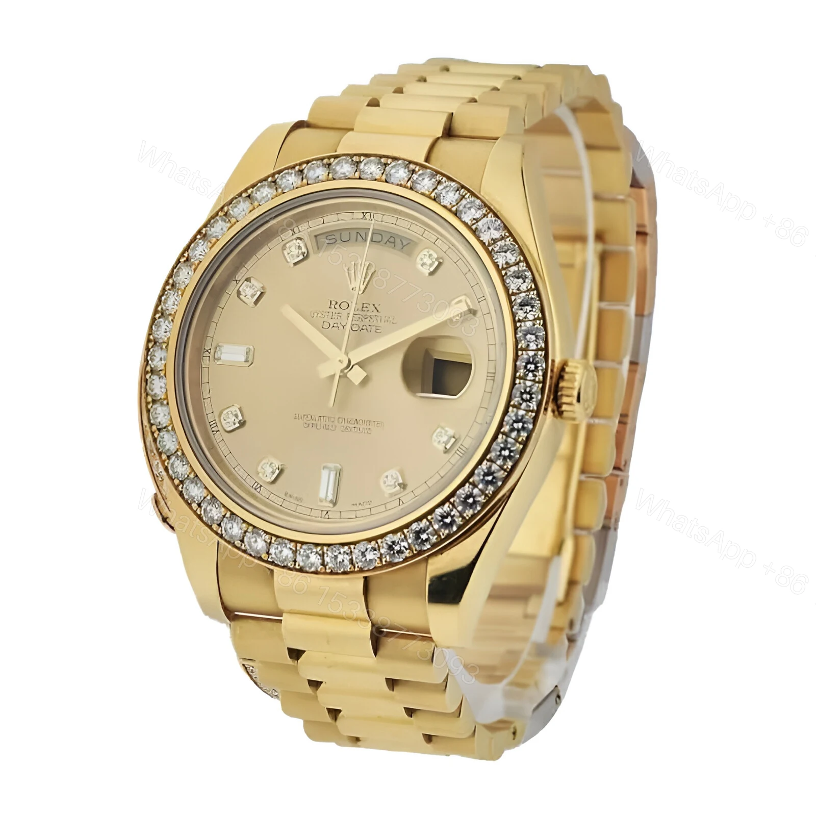 View 2 of Rolex Day-Date 228348 Diamonds Gold Dial Replica