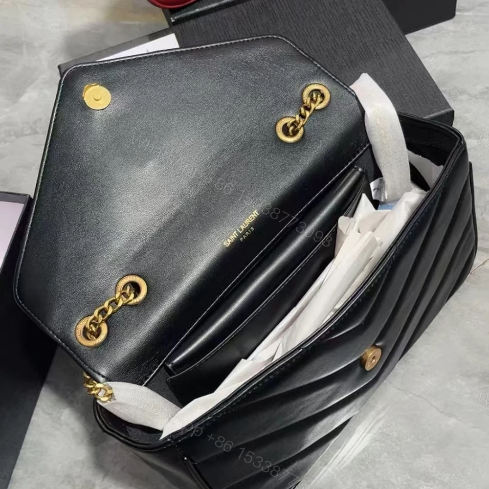 View 5 of Saint Laurent Loulou Medium Chain Bag Black 29Cm 801439AAEAX1000