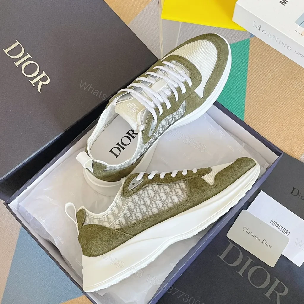 View 8 of Olive Suede Sport Sneaker with Monogram Trim